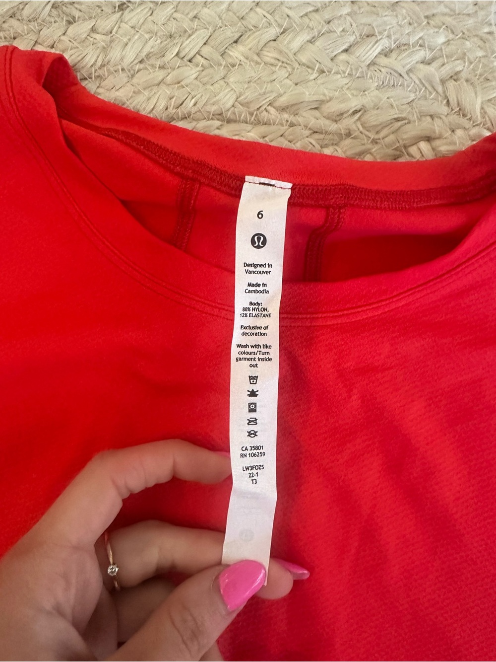lululemon athletica Red Long Sleeve Cropped Tee - Picture 3 of 4